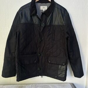 WRK Cotton Quilted Jacket Mens L Black Zip & Hook Closure Lined Field Chore Coat
